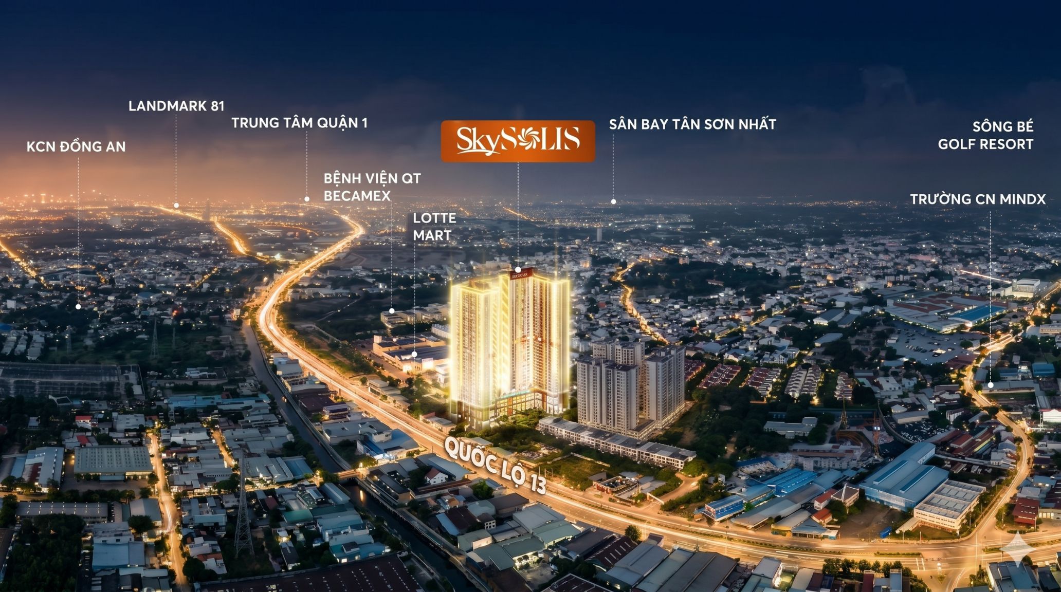 Vị trí dự án phục vụ phân tích căn hộ Sky Solis